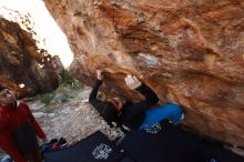 Bouldering in Hueco Tanks on 11/23/2019 with Blue Lizard Climbing and Yoga

Filename: SRM_20191123_1233180.jpg
Aperture: f/5.0
Shutter Speed: 1/250
Body: Canon EOS-1D Mark II
Lens: Canon EF 16-35mm f/2.8 L