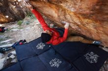 Bouldering in Hueco Tanks on 11/23/2019 with Blue Lizard Climbing and Yoga

Filename: SRM_20191123_1234100.jpg
Aperture: f/3.5
Shutter Speed: 1/250
Body: Canon EOS-1D Mark II
Lens: Canon EF 16-35mm f/2.8 L