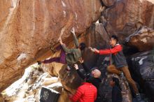 Bouldering in Hueco Tanks on 11/23/2019 with Blue Lizard Climbing and Yoga

Filename: SRM_20191123_1404470.jpg
Aperture: f/3.5
Shutter Speed: 1/250
Body: Canon EOS-1D Mark II
Lens: Canon EF 50mm f/1.8 II