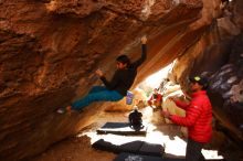 Bouldering in Hueco Tanks on 11/23/2019 with Blue Lizard Climbing and Yoga

Filename: SRM_20191123_1414020.jpg
Aperture: f/4.0
Shutter Speed: 1/250
Body: Canon EOS-1D Mark II
Lens: Canon EF 16-35mm f/2.8 L