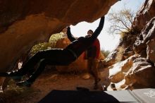 Bouldering in Hueco Tanks on 11/23/2019 with Blue Lizard Climbing and Yoga

Filename: SRM_20191123_1414530.jpg
Aperture: f/9.0
Shutter Speed: 1/250
Body: Canon EOS-1D Mark II
Lens: Canon EF 16-35mm f/2.8 L