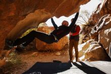 Bouldering in Hueco Tanks on 11/23/2019 with Blue Lizard Climbing and Yoga

Filename: SRM_20191123_1416560.jpg
Aperture: f/6.3
Shutter Speed: 1/250
Body: Canon EOS-1D Mark II
Lens: Canon EF 16-35mm f/2.8 L