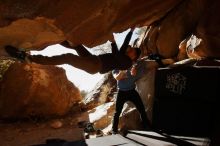 Bouldering in Hueco Tanks on 11/23/2019 with Blue Lizard Climbing and Yoga

Filename: SRM_20191123_1421500.jpg
Aperture: f/9.0
Shutter Speed: 1/250
Body: Canon EOS-1D Mark II
Lens: Canon EF 16-35mm f/2.8 L