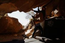 Bouldering in Hueco Tanks on 11/23/2019 with Blue Lizard Climbing and Yoga

Filename: SRM_20191123_1421530.jpg
Aperture: f/10.0
Shutter Speed: 1/250
Body: Canon EOS-1D Mark II
Lens: Canon EF 16-35mm f/2.8 L