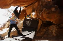 Bouldering in Hueco Tanks on 11/23/2019 with Blue Lizard Climbing and Yoga

Filename: SRM_20191123_1422000.jpg
Aperture: f/5.0
Shutter Speed: 1/250
Body: Canon EOS-1D Mark II
Lens: Canon EF 16-35mm f/2.8 L