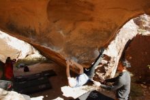 Bouldering in Hueco Tanks on 11/23/2019 with Blue Lizard Climbing and Yoga

Filename: SRM_20191123_1422550.jpg
Aperture: f/7.1
Shutter Speed: 1/250
Body: Canon EOS-1D Mark II
Lens: Canon EF 16-35mm f/2.8 L