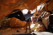 Bouldering in Hueco Tanks on 11/23/2019 with Blue Lizard Climbing and Yoga

Filename: SRM_20191123_1424420.jpg
Aperture: f/6.3
Shutter Speed: 1/250
Body: Canon EOS-1D Mark II
Lens: Canon EF 16-35mm f/2.8 L