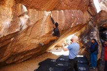 Bouldering in Hueco Tanks on 11/23/2019 with Blue Lizard Climbing and Yoga

Filename: SRM_20191123_1440130.jpg
Aperture: f/3.5
Shutter Speed: 1/250
Body: Canon EOS-1D Mark II
Lens: Canon EF 16-35mm f/2.8 L