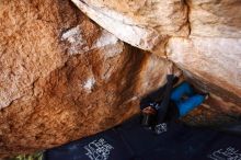 Bouldering in Hueco Tanks on 11/23/2019 with Blue Lizard Climbing and Yoga

Filename: SRM_20191123_1515160.jpg
Aperture: f/3.2
Shutter Speed: 1/250
Body: Canon EOS-1D Mark II
Lens: Canon EF 16-35mm f/2.8 L