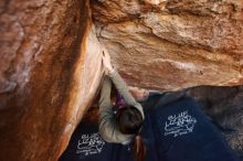 Bouldering in Hueco Tanks on 11/23/2019 with Blue Lizard Climbing and Yoga

Filename: SRM_20191123_1517170.jpg
Aperture: f/3.2
Shutter Speed: 1/250
Body: Canon EOS-1D Mark II
Lens: Canon EF 16-35mm f/2.8 L