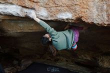 Bouldering in Hueco Tanks on 11/23/2019 with Blue Lizard Climbing and Yoga

Filename: SRM_20191123_1628040.jpg
Aperture: f/2.5
Shutter Speed: 1/250
Body: Canon EOS-1D Mark II
Lens: Canon EF 50mm f/1.8 II