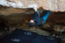 Bouldering in Hueco Tanks on 11/23/2019 with Blue Lizard Climbing and Yoga

Filename: SRM_20191123_1634040.jpg
Aperture: f/1.8
Shutter Speed: 1/200
Body: Canon EOS-1D Mark II
Lens: Canon EF 50mm f/1.8 II
