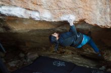 Bouldering in Hueco Tanks on 11/23/2019 with Blue Lizard Climbing and Yoga

Filename: SRM_20191123_1634060.jpg
Aperture: f/1.8
Shutter Speed: 1/250
Body: Canon EOS-1D Mark II
Lens: Canon EF 50mm f/1.8 II