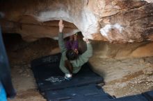 Bouldering in Hueco Tanks on 11/23/2019 with Blue Lizard Climbing and Yoga

Filename: SRM_20191123_1722030.jpg
Aperture: f/1.8
Shutter Speed: 1/200
Body: Canon EOS-1D Mark II
Lens: Canon EF 50mm f/1.8 II