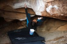 Bouldering in Hueco Tanks on 11/23/2019 with Blue Lizard Climbing and Yoga

Filename: SRM_20191123_1724520.jpg
Aperture: f/1.8
Shutter Speed: 1/200
Body: Canon EOS-1D Mark II
Lens: Canon EF 50mm f/1.8 II