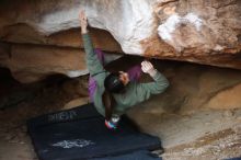 Bouldering in Hueco Tanks on 11/23/2019 with Blue Lizard Climbing and Yoga

Filename: SRM_20191123_1726110.jpg
Aperture: f/1.8
Shutter Speed: 1/160
Body: Canon EOS-1D Mark II
Lens: Canon EF 50mm f/1.8 II