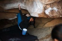 Bouldering in Hueco Tanks on 11/23/2019 with Blue Lizard Climbing and Yoga

Filename: SRM_20191123_1727240.jpg
Aperture: f/1.8
Shutter Speed: 1/250
Body: Canon EOS-1D Mark II
Lens: Canon EF 50mm f/1.8 II