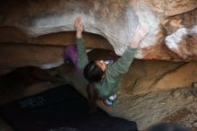 Bouldering in Hueco Tanks on 11/23/2019 with Blue Lizard Climbing and Yoga

Filename: SRM_20191123_1728431.jpg
Aperture: f/1.8
Shutter Speed: 1/250
Body: Canon EOS-1D Mark II
Lens: Canon EF 50mm f/1.8 II