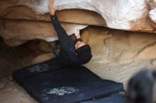 Bouldering in Hueco Tanks on 11/23/2019 with Blue Lizard Climbing and Yoga

Filename: SRM_20191123_1730360.jpg
Aperture: f/1.8
Shutter Speed: 1/125
Body: Canon EOS-1D Mark II
Lens: Canon EF 50mm f/1.8 II