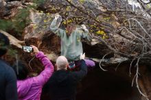 Bouldering in Hueco Tanks on 11/23/2019 with Blue Lizard Climbing and Yoga

Filename: SRM_20191123_1734390.jpg
Aperture: f/3.2
Shutter Speed: 1/250
Body: Canon EOS-1D Mark II
Lens: Canon EF 50mm f/1.8 II