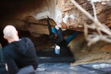 Bouldering in Hueco Tanks on 11/23/2019 with Blue Lizard Climbing and Yoga

Filename: SRM_20191123_1744130.jpg
Aperture: f/1.8
Shutter Speed: 1/125
Body: Canon EOS-1D Mark II
Lens: Canon EF 50mm f/1.8 II