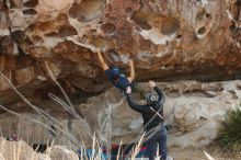 Bouldering in Hueco Tanks on 11/24/2019 with Blue Lizard Climbing and Yoga

Filename: SRM_20191124_1020360.jpg
Aperture: f/6.3
Shutter Speed: 1/250
Body: Canon EOS-1D Mark II
Lens: Canon EF 50mm f/1.8 II