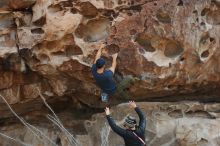 Bouldering in Hueco Tanks on 11/24/2019 with Blue Lizard Climbing and Yoga

Filename: SRM_20191124_1020440.jpg
Aperture: f/6.3
Shutter Speed: 1/250
Body: Canon EOS-1D Mark II
Lens: Canon EF 50mm f/1.8 II