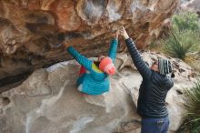 Bouldering in Hueco Tanks on 11/24/2019 with Blue Lizard Climbing and Yoga

Filename: SRM_20191124_1023480.jpg
Aperture: f/5.6
Shutter Speed: 1/250
Body: Canon EOS-1D Mark II
Lens: Canon EF 50mm f/1.8 II