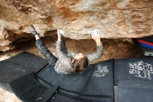 Bouldering in Hueco Tanks on 11/24/2019 with Blue Lizard Climbing and Yoga

Filename: SRM_20191124_1131390.jpg
Aperture: f/6.3
Shutter Speed: 1/320
Body: Canon EOS-1D Mark II
Lens: Canon EF 16-35mm f/2.8 L