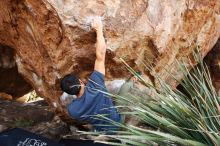 Bouldering in Hueco Tanks on 11/24/2019 with Blue Lizard Climbing and Yoga

Filename: SRM_20191124_1337150.jpg
Aperture: f/4.5
Shutter Speed: 1/250
Body: Canon EOS-1D Mark II
Lens: Canon EF 16-35mm f/2.8 L