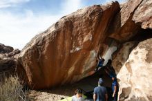 Bouldering in Hueco Tanks on 11/24/2019 with Blue Lizard Climbing and Yoga

Filename: SRM_20191124_1422490.jpg
Aperture: f/8.0
Shutter Speed: 1/250
Body: Canon EOS-1D Mark II
Lens: Canon EF 16-35mm f/2.8 L