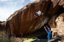 Bouldering in Hueco Tanks on 11/24/2019 with Blue Lizard Climbing and Yoga

Filename: SRM_20191124_1434170.jpg
Aperture: f/8.0
Shutter Speed: 1/250
Body: Canon EOS-1D Mark II
Lens: Canon EF 16-35mm f/2.8 L