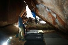 Bouldering in Hueco Tanks on 11/24/2019 with Blue Lizard Climbing and Yoga

Filename: SRM_20191124_1436560.jpg
Aperture: f/8.0
Shutter Speed: 1/250
Body: Canon EOS-1D Mark II
Lens: Canon EF 16-35mm f/2.8 L