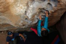 Bouldering in Hueco Tanks on 11/24/2019 with Blue Lizard Climbing and Yoga

Filename: SRM_20191124_1633550.jpg
Aperture: f/7.1
Shutter Speed: 1/250
Body: Canon EOS-1D Mark II
Lens: Canon EF 16-35mm f/2.8 L