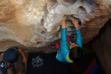 Bouldering in Hueco Tanks on 11/24/2019 with Blue Lizard Climbing and Yoga

Filename: SRM_20191124_1634060.jpg
Aperture: f/6.3
Shutter Speed: 1/250
Body: Canon EOS-1D Mark II
Lens: Canon EF 16-35mm f/2.8 L