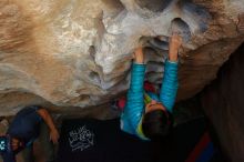 Bouldering in Hueco Tanks on 11/24/2019 with Blue Lizard Climbing and Yoga

Filename: SRM_20191124_1634061.jpg
Aperture: f/7.1
Shutter Speed: 1/250
Body: Canon EOS-1D Mark II
Lens: Canon EF 16-35mm f/2.8 L