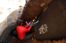 Bouldering in Hueco Tanks on 11/24/2019 with Blue Lizard Climbing and Yoga

Filename: SRM_20191124_1643181.jpg
Aperture: f/4.5
Shutter Speed: 1/400
Body: Canon EOS-1D Mark II
Lens: Canon EF 16-35mm f/2.8 L