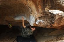 Bouldering in Hueco Tanks on 11/25/2019 with Blue Lizard Climbing and Yoga

Filename: SRM_20191125_1444000.jpg
Aperture: f/3.2
Shutter Speed: 1/250
Body: Canon EOS-1D Mark II
Lens: Canon EF 50mm f/1.8 II