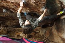 Bouldering in Hueco Tanks on 11/25/2019 with Blue Lizard Climbing and Yoga

Filename: SRM_20191125_1643560.jpg
Aperture: f/3.2
Shutter Speed: 1/250
Body: Canon EOS-1D Mark II
Lens: Canon EF 50mm f/1.8 II