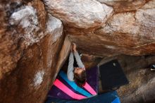 Bouldering in Hueco Tanks on 11/25/2019 with Blue Lizard Climbing and Yoga

Filename: SRM_20191125_1143010.jpg
Aperture: f/3.5
Shutter Speed: 1/250
Body: Canon EOS-1D Mark II
Lens: Canon EF 16-35mm f/2.8 L