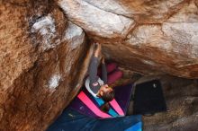 Bouldering in Hueco Tanks on 11/25/2019 with Blue Lizard Climbing and Yoga

Filename: SRM_20191125_1156000.jpg
Aperture: f/5.0
Shutter Speed: 1/250
Body: Canon EOS-1D Mark II
Lens: Canon EF 16-35mm f/2.8 L