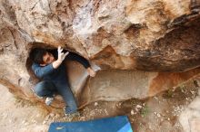 Bouldering in Hueco Tanks on 11/25/2019 with Blue Lizard Climbing and Yoga

Filename: SRM_20191125_1233210.jpg
Aperture: f/5.6
Shutter Speed: 1/250
Body: Canon EOS-1D Mark II
Lens: Canon EF 16-35mm f/2.8 L