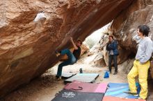 Bouldering in Hueco Tanks on 11/25/2019 with Blue Lizard Climbing and Yoga

Filename: SRM_20191125_1245460.jpg
Aperture: f/5.6
Shutter Speed: 1/250
Body: Canon EOS-1D Mark II
Lens: Canon EF 16-35mm f/2.8 L