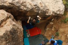 Bouldering in Hueco Tanks on 11/25/2019 with Blue Lizard Climbing and Yoga

Filename: SRM_20191125_1402540.jpg
Aperture: f/4.5
Shutter Speed: 1/500
Body: Canon EOS-1D Mark II
Lens: Canon EF 50mm f/1.8 II