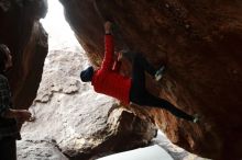 Bouldering in Hueco Tanks on 11/25/2019 with Blue Lizard Climbing and Yoga

Filename: SRM_20191125_1408120.jpg
Aperture: f/3.2
Shutter Speed: 1/320
Body: Canon EOS-1D Mark II
Lens: Canon EF 50mm f/1.8 II