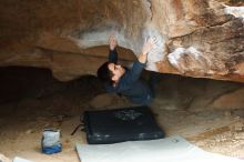 Bouldering in Hueco Tanks on 11/25/2019 with Blue Lizard Climbing and Yoga

Filename: SRM_20191125_1442330.jpg
Aperture: f/2.5
Shutter Speed: 1/250
Body: Canon EOS-1D Mark II
Lens: Canon EF 50mm f/1.8 II