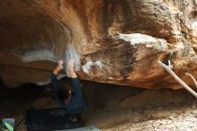 Bouldering in Hueco Tanks on 11/25/2019 with Blue Lizard Climbing and Yoga

Filename: SRM_20191125_1445270.jpg
Aperture: f/3.2
Shutter Speed: 1/250
Body: Canon EOS-1D Mark II
Lens: Canon EF 50mm f/1.8 II