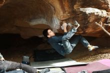 Bouldering in Hueco Tanks on 11/25/2019 with Blue Lizard Climbing and Yoga

Filename: SRM_20191125_1448191.jpg
Aperture: f/4.0
Shutter Speed: 1/250
Body: Canon EOS-1D Mark II
Lens: Canon EF 50mm f/1.8 II