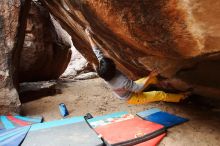 Bouldering in Hueco Tanks on 11/25/2019 with Blue Lizard Climbing and Yoga

Filename: SRM_20191125_1451180.jpg
Aperture: f/4.5
Shutter Speed: 1/250
Body: Canon EOS-1D Mark II
Lens: Canon EF 16-35mm f/2.8 L