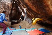 Bouldering in Hueco Tanks on 11/25/2019 with Blue Lizard Climbing and Yoga

Filename: SRM_20191125_1451250.jpg
Aperture: f/5.0
Shutter Speed: 1/250
Body: Canon EOS-1D Mark II
Lens: Canon EF 16-35mm f/2.8 L